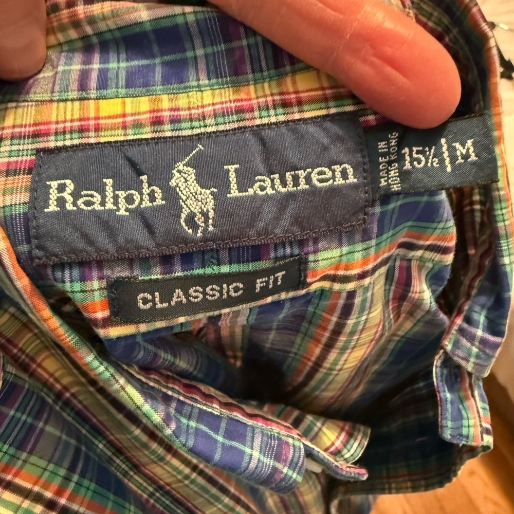 Ralph Lauren Blue and Yellow Plaid Shirt 15-1/2 M - Picture 2 of 4